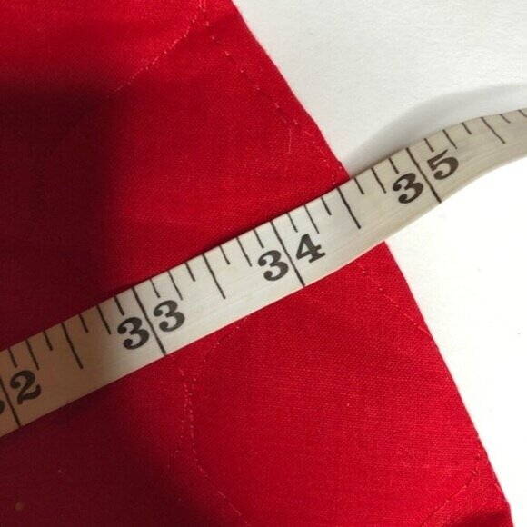 Vintage Christmas Tree Skirt Quilted Red Squares Circle Santa Claus Country XMAS - Picture 2 of 8
